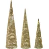 Image de Lot De 3 Décorations De Noël Led Tuelso 60/80/100 Cm Arbre De Noël Doré