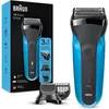 Image de Rasoir électrique sans fil BRAUN Series 3 Shave & Style - 3 lames flexibles - 5 sabots - Noir/Bleu