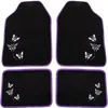 Image de WOLTU Tapis de voiture universel lot de 4Tapis avec broderie papillon tapis de sol pour voiture en tissuNoir + Violet