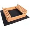 Image de Wiltec Bac À Sable   980 X 980 X 200 Mm   En Bois D’épicéa   Avec Couvercle Repliable, 2 Bancs Intégrés, Sol Non-tiss...