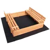 Image de Wiltec Bac à sable   1567 x 1566 x 55 cm   en Bois d’épicéa   avec Couvercle repliable 2 Bancs intégrés Sol non-tissé   Jeux ext