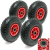 Image de Wiltec Lot De 4x Roue Complète 3.00-4 Pour Diable   255 X 255 X 85 Mm   Avec Chambre À Air Et Jante   Valve Coudée