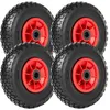 Image de Wiltec Lot de 4x Roue complète 3.00-4 pour Diable   255 x 255 x 85 mm   Avec Chambre à air et Jante   Valve coudée TR87   capacité d