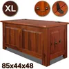 Image de Coffre de rangement en bois dur acacia style vintage antique 85cmx44 cmx48cm malle de rangement jouets salon table basse magazines