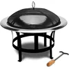 Image de Brasero de jardin en acier inoxydable DEUBA - Ø 75cm - Bois - Avec grille anti-étincelles et tisonnier
