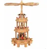 Image de Pyramide de Noël CASARIA   Bois véritable   3 étages   Bougeoir 6 bougies   18 figurines   Décoration de Noël illuminée