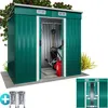 Image de GARDEBRUK® Abri de jardin en métal 2m² avec fondation 196x122x182cm porte coulissante vert cabane de jardin cabanon jardin 34m³
