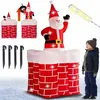 Image de MONZANA® Père Noël gonflable cheminée 178 cm éclairage LED IP44 décoration Noël extérieur fête lumineux rouge/blanc