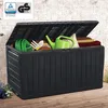 Image de Coffre de rangement DEUBA® extérieur Noir - Marvel - 117x45x57cm Roulettes 270 L poignées latérales Malle de rangement jardin