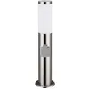 Image de Monzana Lampadaire Dahlia Argent Luminaire extérieur E27 lampe sur pied Avec Prise Acier inoxydable jardin IP44 allée
