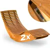 Image de Set de 2x Chaise Longue CASARIA® à Bascule pliable en Bois dacacia certifié FSC Transat Ergonomique Bain de Soleil Jardin Sauna