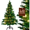 Image de CASARIA® Sapin de Noël artificiel 150 cm vert guirlande lumineuse 100 LED blanc-chaud arbre réaliste PVC 360 branches réutilisable