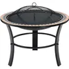 Image de Brasero Sevilla Ø 76 cm en acier laqué avec pierres de mosaïque pour feu de bois charbon et briquettes - DEUBA