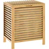 Image de Panier à linge en bambou naturel avec couvercle Corbeille en bois avec sac 62 L Rangement vêtements