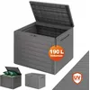 Image de Coffre de Jardin Casaria® Exterieur 190 L Gris - Caisse de rangement étanche - Malle avec poignées latérales pour Balcon
