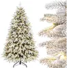 Image de YORBAY Sapin de Noël Artificiel 210cm Lumineux LED avec Neige Blanche épaisse Sapin Artificiel pour Décoration Noël avec Support
