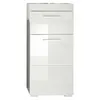 Image de Meuble de salle de bain Rangement bas - 1 porte & 1 tiroir - Blanc - L 37 x P 31 x H 79 cm - AMANDA