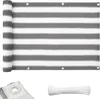 Image de Brise-vue 5 Mètres Pour Balcon Avec Protection Uv 90%, Corde De Fixation De 12 Mètres Incluse, Rayé Gris-blanc