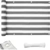 Image de Brise-vue 5 Mètres pour balcon avec Protection UV 90% Corde de fixation de 12 mètres incluse Rayé Gris-blanc