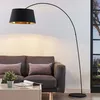 Image de Lindby lampadaire en arc pour salon et salle à manger Esti en soie noir 9624456