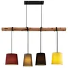 Image de Lindby Suspension en Tissu Moskau à intensité variable (Moderne) Marron Bois e. a. pour Salon & Salle manger (à 4 lampes E27)