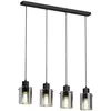 Image de Lindby Suspension en verre Kourtney à intensité variable (Moderne) Noir e. a. pour Salon & Salle manger (à 4 lampes E27) Luminaire