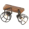 Image de Lindby Plafonnier Rutger à intensité variable (Antique Classic) en Marron Bois e. a. pour Salon & Salle manger (à 2 lampes E14)