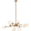 Image de Lustre Suspension 12 lampes Moderne Art Deco Maytoni en Métal couleur or Abat-jours en verre blanc E14 non incl 12x 40W 220V