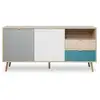 Image de Cuba buffet bas scandinave chene, gris et bleu petrole - l 150 x p 40 x h 71 cm CUBA2565