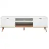 Image de Meuble Tv Scandinave Göteborg - Blanc - 2 Portes - L 160 X P 40 X H 50 Cm