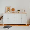 Image de Buffet 4 portes 3 tiroirs 180x40x90 cm blanc et naturel - BARGAN