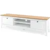 Image de Meuble Tv 2 Tiroirs - Décor Chene Artisan Et Blanc - L 160 X P 45 X H 40 Cm - Bergen
