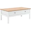 Image de Table basse - Rectangulaire - Décor chêne naturel et blanc - Style campagne - Avec rangement - L 100 x P 55 x H 40 cm - BERGEN