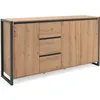 Image de Buffet 3 Portes 3 Tiroirs - Décor Chene Artisan / Anthracite - L 160 X P 40 X H 88 Cm
