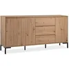 Image de Buffet Chêne artisan - 3 portes 3 tiroirs - L 1785 x P 40 x H 87 cm - Style industriel