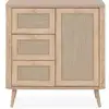 Image de Commode - Kuta 01a - 1 Porte - 3 Tiroirs - Chene Sonoma / Osier Palu - 80,9 X 84 X 40 Cm
