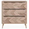 Image de CALICOSY - Commode 3 tiroirs décor chêne sonoma et effet chevron L80 cm - TORUN - Bois clair