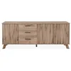 Image de Buffet bas 3 portes et 3 tiroirs décor chêne - L175 cm - 175 cm X 40 cm X 65 cm - Opole Bois Clair