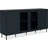 Image de Buffet Bas - Caracas - Décor Bleu Navy - 2 Portes Vitrées + 2 Portes - L180 X H90 X P40 Cm