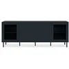Image de Meuble TV - CARACAS - 180 x 68 x 40 cm -2 portes vitrées + 2 portes - Décor Bleu navy