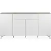 Image de Buffet Bertrix 51a - Décor Travertin / Blanc - Panneaux De Particules - 4 Portes Et Étageres - 1 Tiroir Central - 177 X