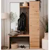 Image de Armoire d'entrée aucune medan 42b anthracite chêne artisan avec miroir 122x37x190 cm 003655