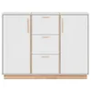 Image de CALICOSY - Buffet 2 portes et 3 Tiroirs décor Blanc et Bois L125 cm - SPLIT - Blanc
