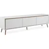 Image de Meuble TV - ARONA - Blanc / Chêne artisan - 3 abbatants - 175 x 50 x 38 cm