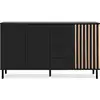 Image de Buffet - Monza - Décor Noir / Chene Artisan - 3 Portes - 4 Tiroirs - 160 X 90 X 40 Cm