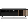Image de Meuble TV - MONZA - Noir / Chêne artisan - 2 tiroirs 2 niches ouvertes 1 porte - 138 x 49 x 40 cm
