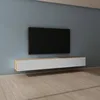 Image de Mai & Mai Meuble TV Suspendue Armoire avec Soft-Close Table TV pour le Salon Marron Clair+Blanc Mat 240x402x30 cm TC002