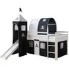 Image de Lit mi-haut avec tunnel tour toboggan rideau pirate noir 90x200 1495+1806