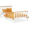 Image de Lit en bois 90 x 200 cm blanc/naturel   Lit simple de style scandinave avec sommier à lattes