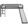 Image de Lit Mezzanine Gris Pour Enfants Avec Toboggan Et Echelle, 90 X 200 Cm